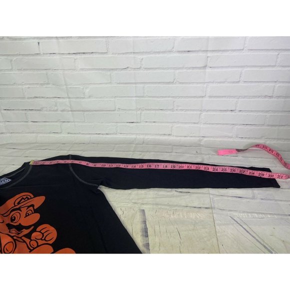 Nintendo Super Mario Logo Long Sleeve Knit Graphic Tee Black T-Shirt Mens Size M - Picture 6 of 7